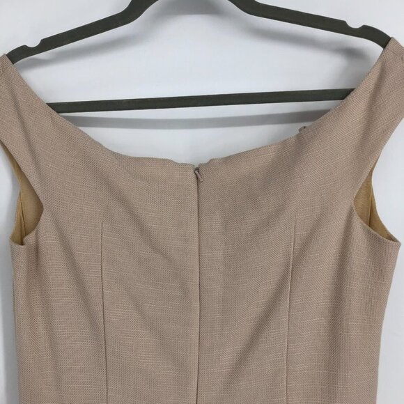 Veronica Beard Cream Colored Winnie Off Shoulder Flounce Knee Length Dress  10 - Picture 11 of 16